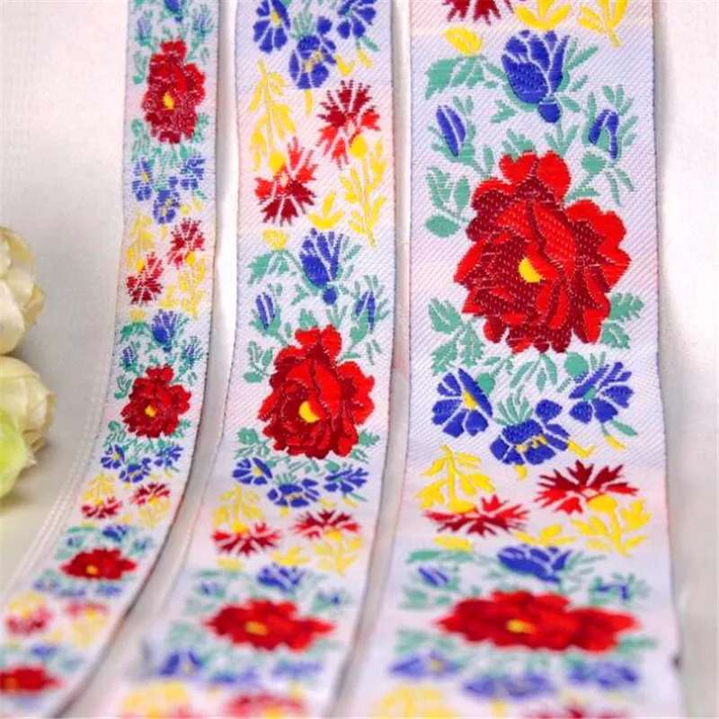 Embroidered flower ribbon lace woven label Jacquard ribbons handmade craft garments accessories CX139
