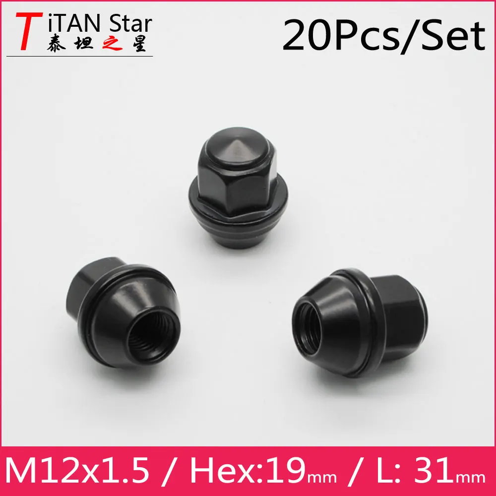 20 шт. шестигранные черные гайки для колес M12 x 1 5 liga abrir roda para FIESTA ford FOCUS Turnier KA MONDEO C MAX
