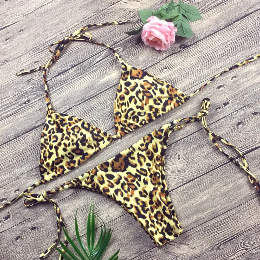 

Sexy Leopard Bikinis 2019 Micro Bikini Set Push Up Thong Biquini High Cut Swimwear Women Mini Swimsuit Female Bathing Suit