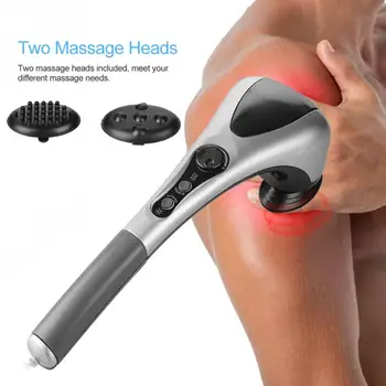 

Double Head Electric Full Body Massager Neck Back Leg Massage Machine Variable Speed Far Infrared Handheld Body Massager Hammer