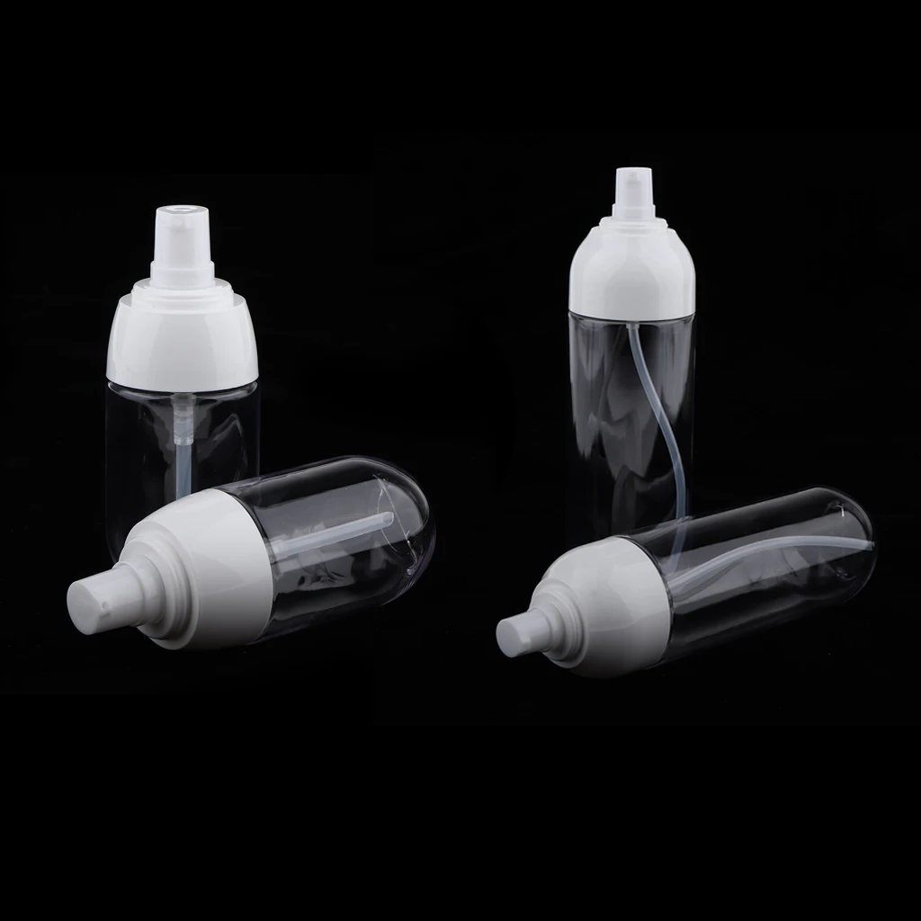 4pcs Portable Transparent Empty Lotion Pump Bottles Cosmetic Serum Containers 50/180ml