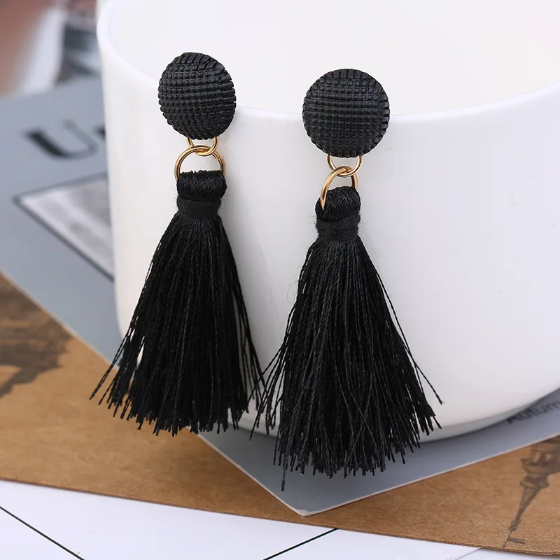 

New korean earrings 2019 Long Tassel Earrings for women Stud earring Fashion Jewelry black white colors female gifts Bijoux