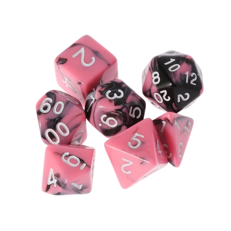 

7pcs/set Pink Black Polyhedral Dice For TRPG Dungeons And Dragons D4-D20 Multi-sided Dices