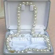 Редкие 8-9 мм/1" подлинная Искусственный Пресной Воды Белый Жемчуг Ювелирные Изделия ожерелье серьги