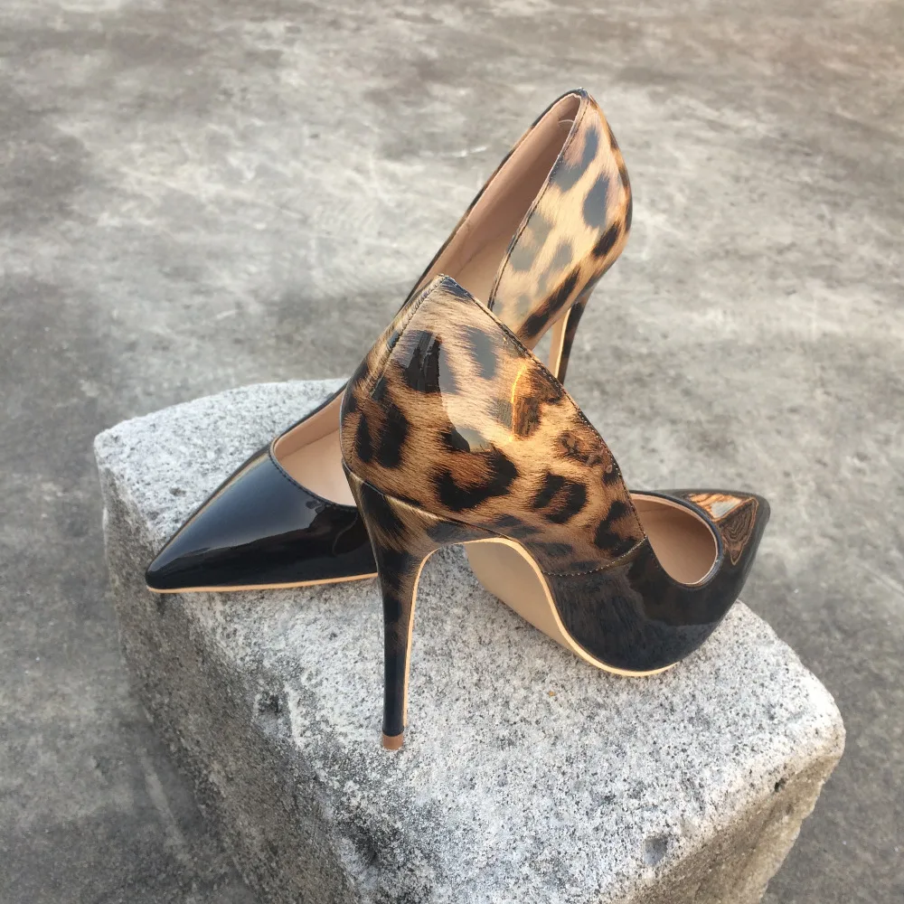 Veowalk/модные женские леопардовые туфли-лодочки из лакированной кожи пикантные женские вечерние туфли с острым носком на ультравысоком каблуке 8-12 см Size34-43
