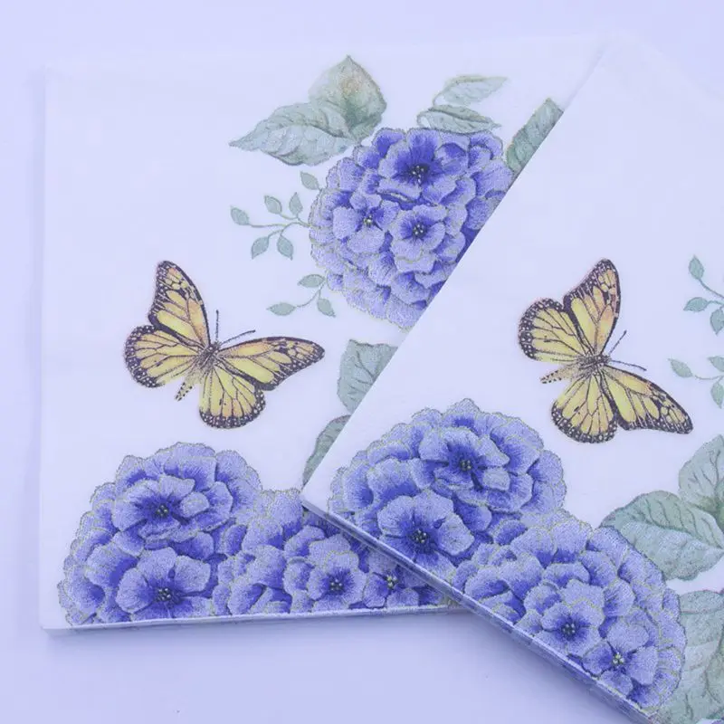 

Disposable Printed Square Tissue Purple Butterfly Embroidery ball Party Festive Celebration Paper Napkins Tableware Supply