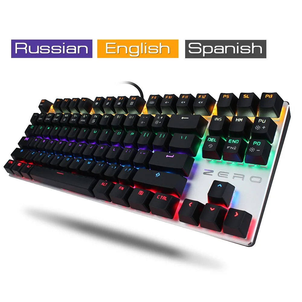 

Metoo ZERO Mechanical Keyboard 87 104 Key Anti-ghosting Luminous Blue Black Red Switch LED Backlit wired Gaming Keyboard Russian