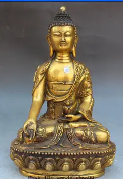 

11.82 inch/Tibet Buddhism Bronze Gilt Seat Shakyamuni Amitabha Buddha Statue