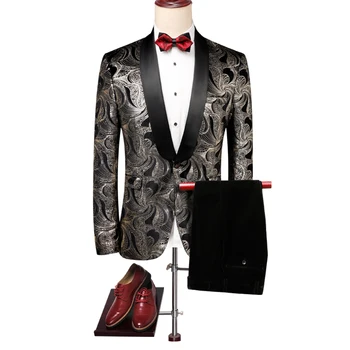 

luxury mens suits designers 2019 fashion parttern terno masculino slim fit jacket and pant wedding suit groom