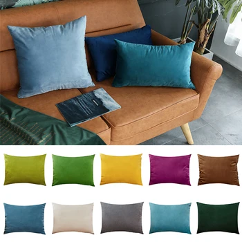 

26colors Cushion Cover 30x50 Rectangle Pillow Case For Living Room Sofa Velvet Throw Pillowcase Home Decoration Kussenhoes Decor