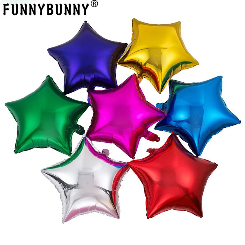 

FUNNYBUNNY 10pcs/lot Star Shape Foil Mylar Helium Ballon 18" Balloon Birthday Party Decoration Foil Balloons