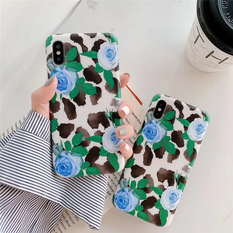 

Ink Painting Rose Flower Phone Back Cover For iPhone XS Max XR 8 7 6s Plus Fashion Soft Case Cover For iphone 7 8 6 6s plus
