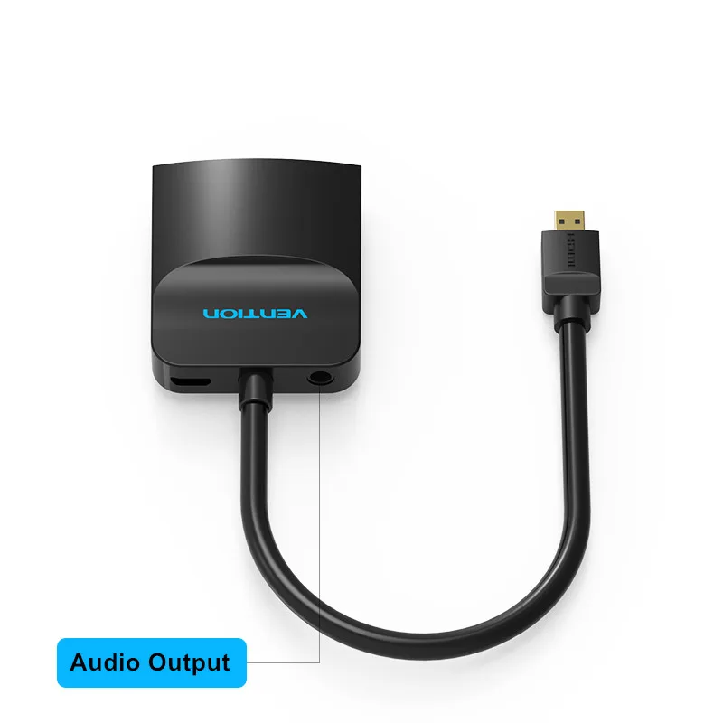 Адаптер Vention Micro HDMI в VGA конвертер с поддержкой телефона и ТВ экрана микрофоном