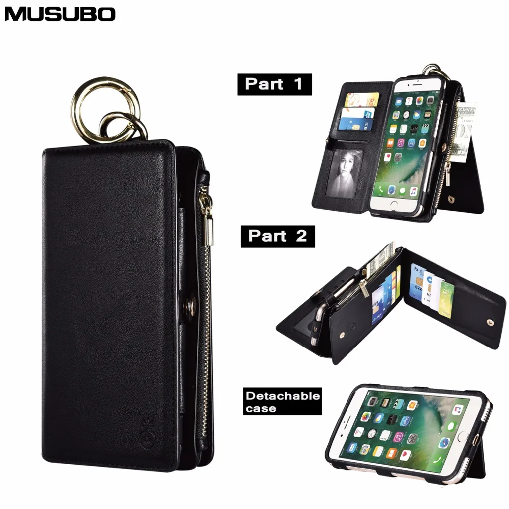 

Vintage Leather Case for iphone X 8 7 8plus 7plus 6 6s Multi Functional 2 in 1 Wallet Back Cover for samsung S8 S8plus Note8
