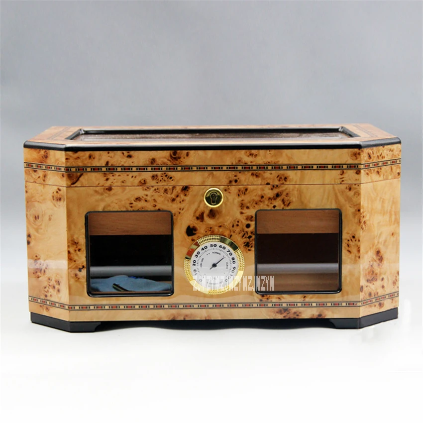 High Quality SGH-0032 Cigar Constant Humidity Box Large Capacity Cigar Humidor Solid Wood Cigar Box With Humidifier Hyrgrometer