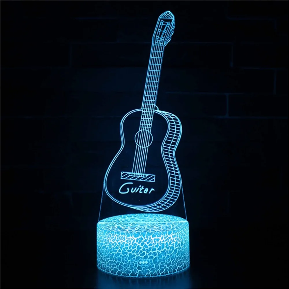 

Acrylic 3D Print Guitar/Music Notes Lamp 7 Color Change 3D RGB Table Lamp Touch Switch Bedroom LED Night Light Home Decor Gift