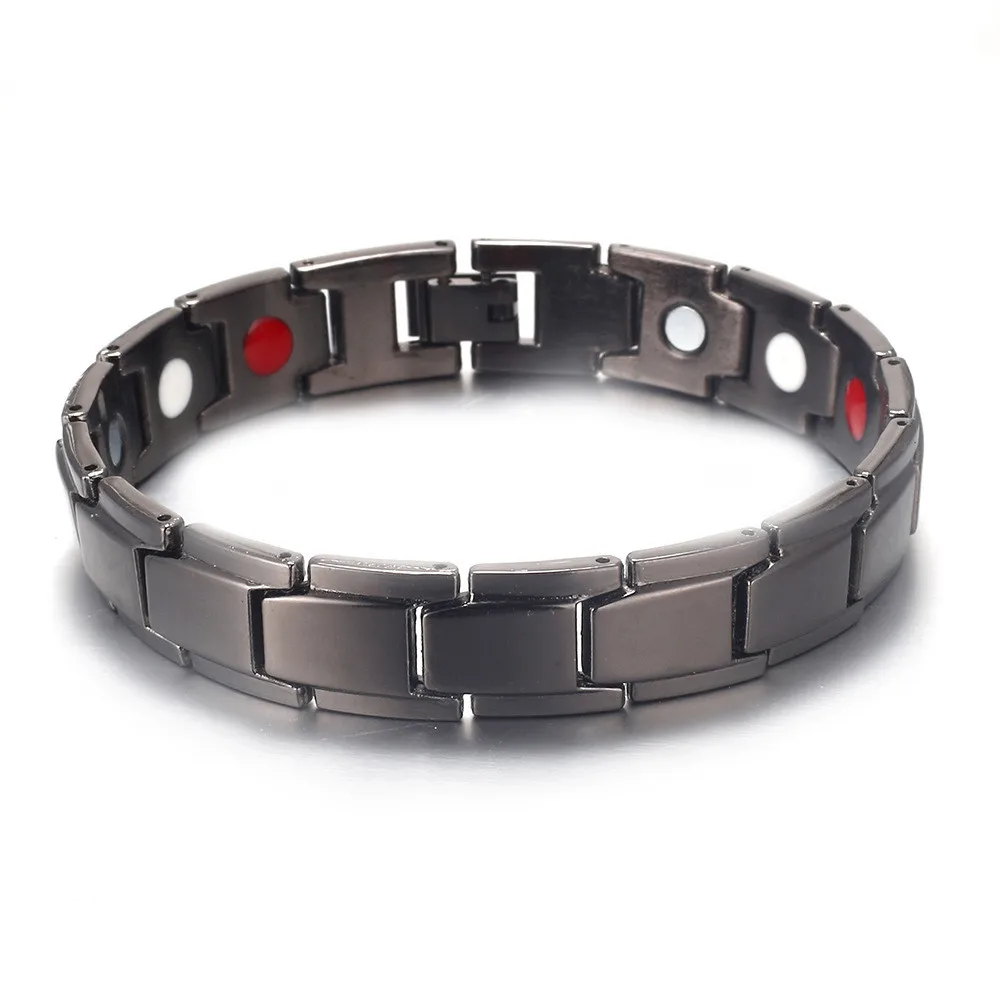 Men magnetic hematite copper alloy therapy bracelet 20.5 cm