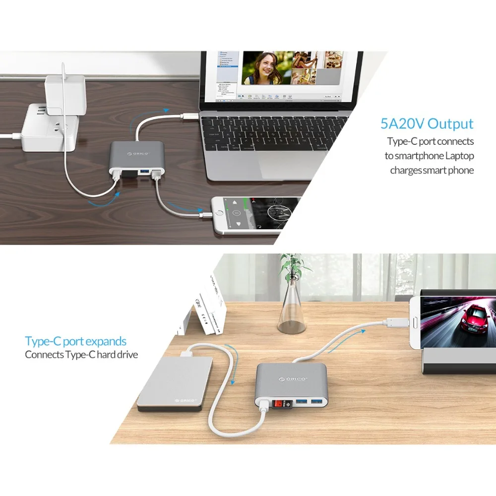 ORICO USB HUB Кабель-Переходник USB C на HDMI RJ45 VGA Тип-C PD адаптер для Mac/samsung Galaxy/huawei Тип C USB 3,0 концентратор