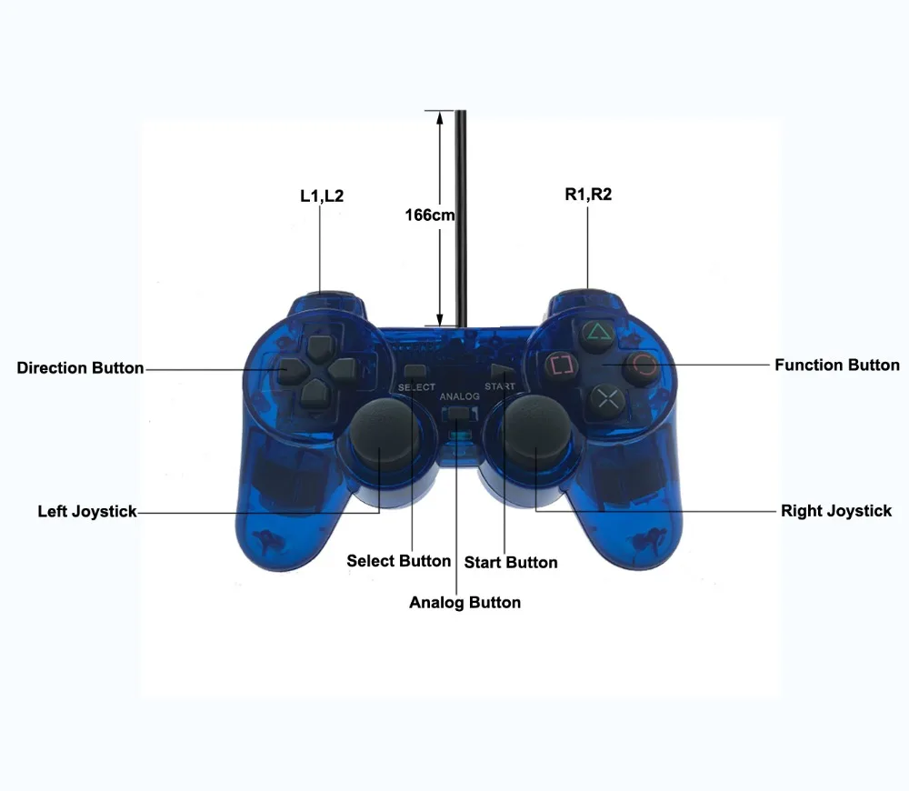 Wired Gamepad for Sony PS2 Controller for Mando PS2/PS2 Joystick for plasystation 2 Double Vibration Shock Joypad Wired Controle