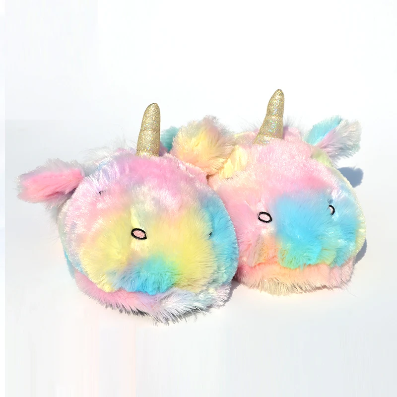 multi coloured unicorn slippers