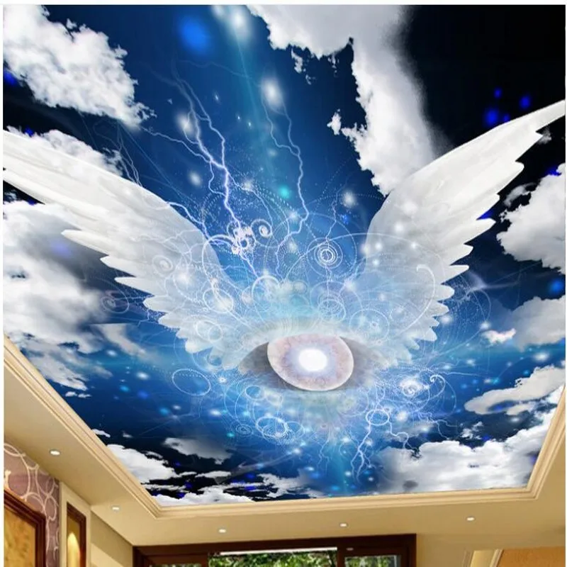 Wellyu カスタム大規模な壁画天使の羽スタースカイ雲フレスコ画の背景壁紙環境壁紙 Backdrop Wallpaper Environmental Wallpapersky Clouds Aliexpress