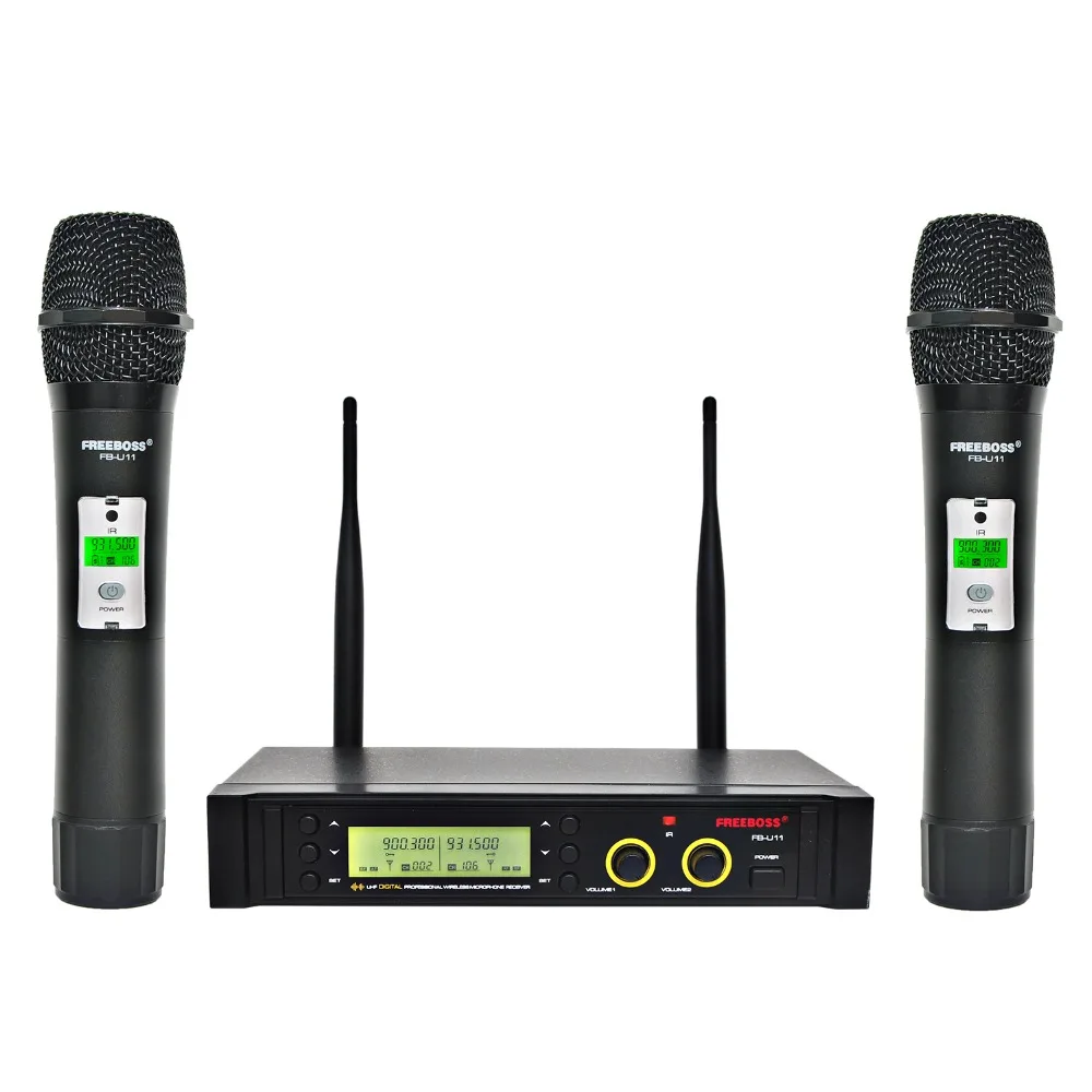 Freeboss FB U11 UHF Беспроводная микрофонная система 2 канала 100 каналов IR Частота