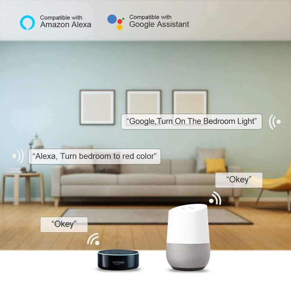 E27 E26 умная WIFI лампа 16 цветов меняющая RGB rgbw 4 5 W 6 волшебная Alexa AC 110V 220V Светодиодная