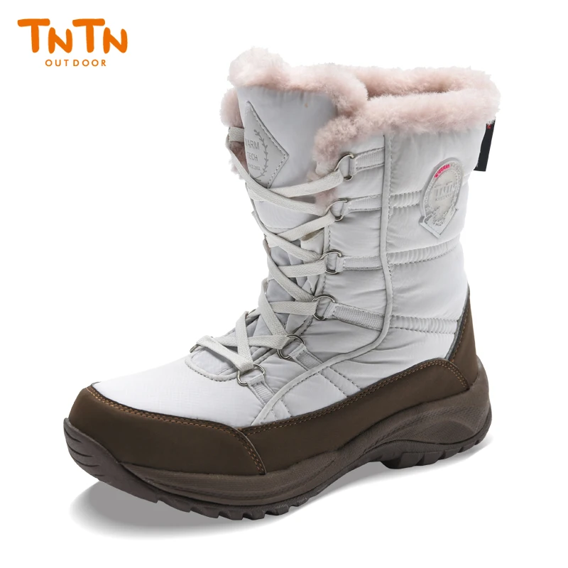 

TNTN Women Outdoor Shoes Winter Snow Hiking Boots Wool Snowy Warm Velvet Female Waterproof Shoes Cotton Boots For Men