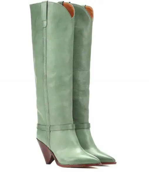 2019 Cuero Gota Dedo Rodilla Nuevo Del Primavera Forma open V Mujer Alta Pie Verde Puntiagudo La Picture Luz Envío Dama As De Botas Tacones wqxIff