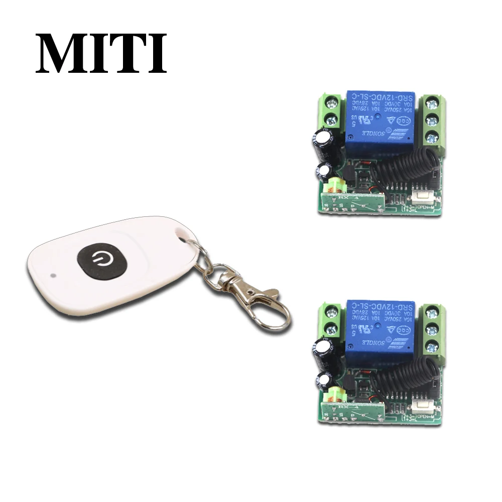 

Newes MITI DC12V Mini 1CH RF Wireless Remote Control Switch System Remote Control Transmitter with Case+2pcs Receiver 315/433mhz