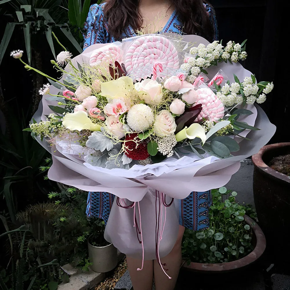 

Double Sides Flower Wrapping Paper Two Layers Florist Bouquet Packaging Supplies 10 Pairs 22*18 Inch