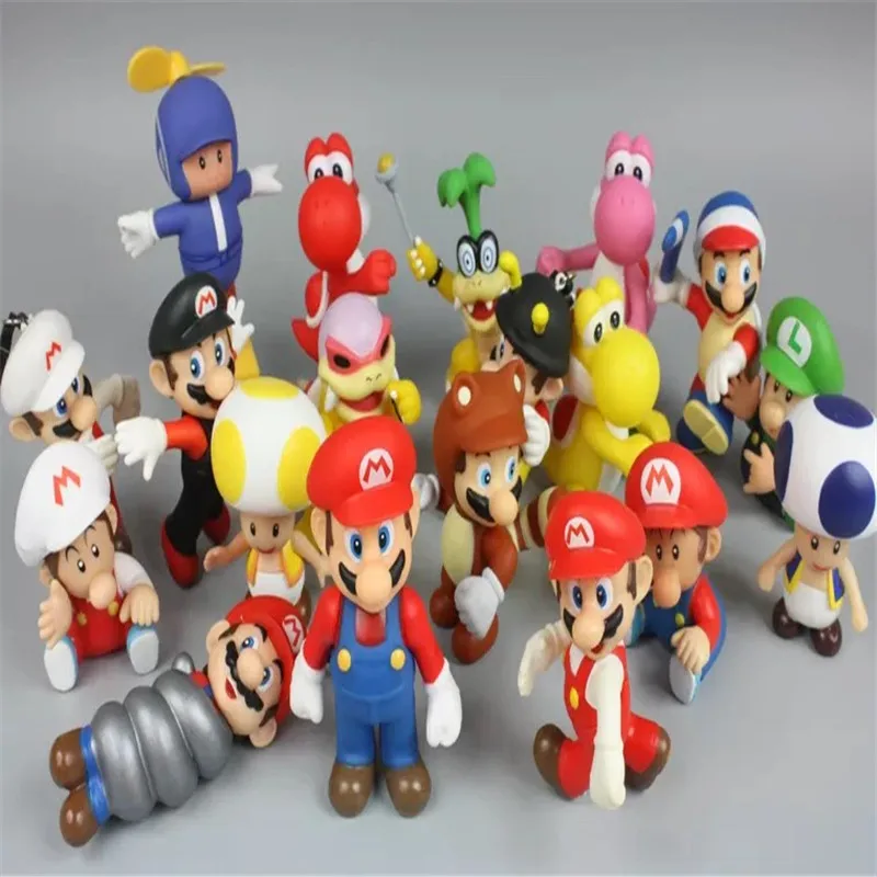 AOSST 13cm Super Mario Toys Anime Mario Bros Bowser Luigi Koopa Mushroom Peach Odyssey PVC Action Figure Model Dolls Toy