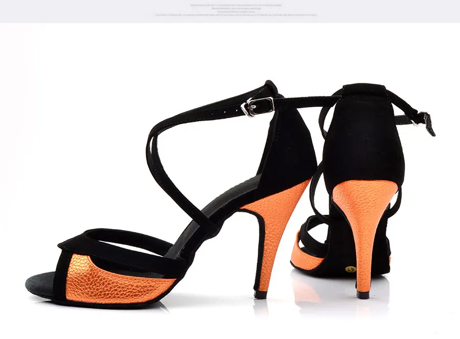Ladingwu/женская танцевальная обувь для сальсы; цвет черный, фланелевый и оранжевый; обувь для латинских танцев из искусственной кожи; женские сандалии для бальных танцев; каблук 10 см