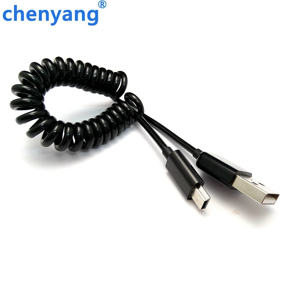 

1M 3M Spring Coiled USB 2.0 Male to Mini USB Data Sync Charger Cable For MP3 GPS Camera Extrnal Hard Drives