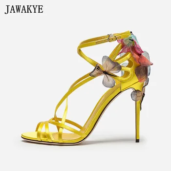 

New Sexy Open Toe Silk Strappy Gladiator Sandals Women dreamy Butterfly High Heel Shoes Party Summer Shoes Sandalias mujer 2018