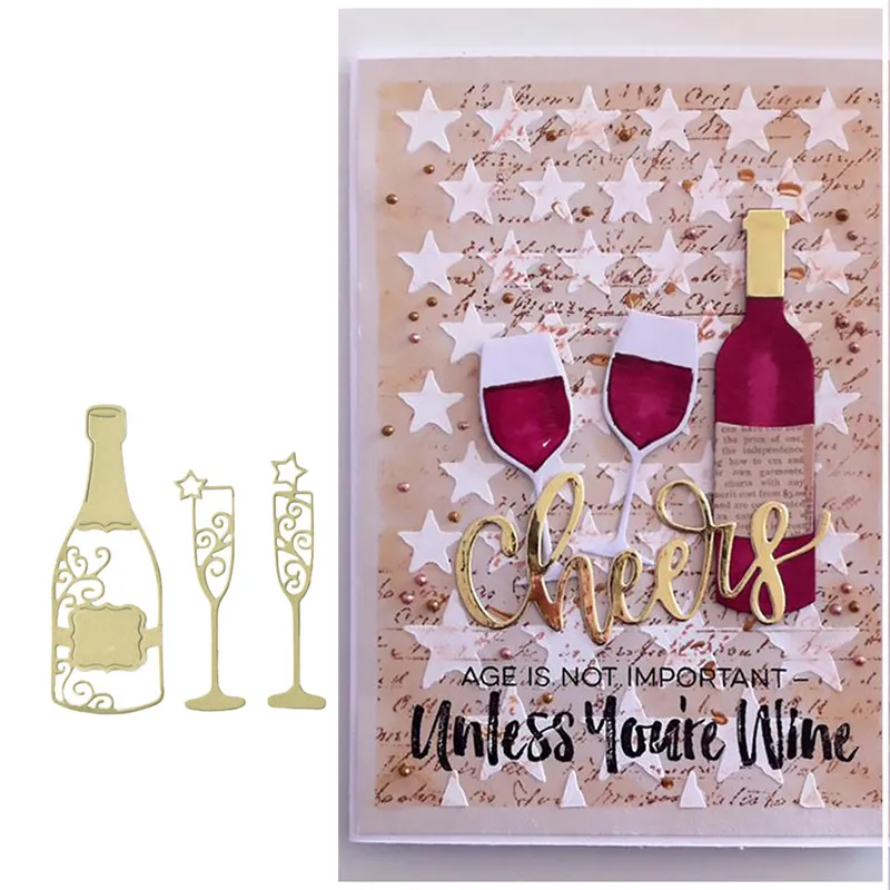 

InLoveArts Wine Drink Cup Scrapbooking Metal Cutting Dies Design Embossing Folder Stencil DIY Photo Album Decorative Craft