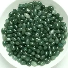 30 шт. китайский натуральное масло-Зеленый жадеит бисер удачи риса Ellipse Loose бусы