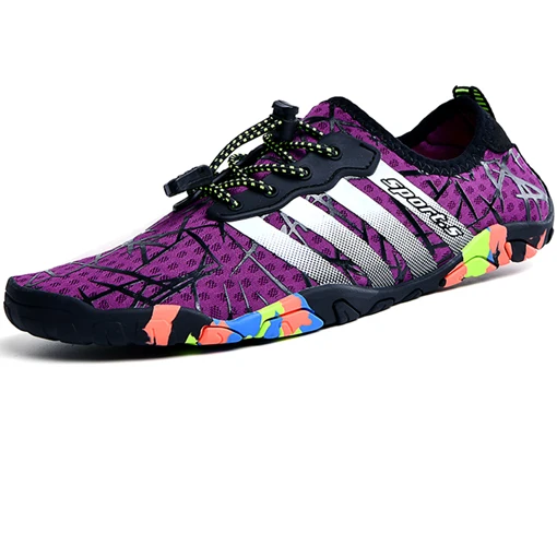 Women Shoes Purple Водонепроницаемая обувь для плавания; женские открытые пляжные сандалии; спортивная обувь; быстросохнущие женские кроссовки для плавания и дайвинга - Цвет: Women Shoes Purple