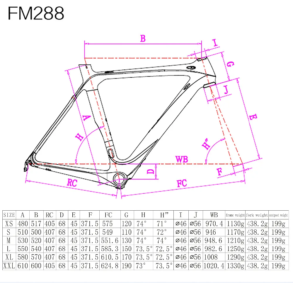 Sale Factory clearance Frameset carbon fiber road bike frame FM288 , SIZE 61CM carbon FRAME , 2019 OEM famous brand clearance 0