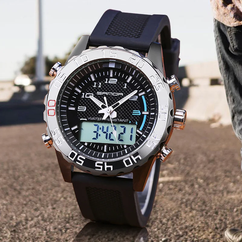 

SANDA Brand Chronograph Military Quartz Watch Men Waterproof Sport Watch For Mens Digital Watches Brand Luxury Clock Dive Saat
