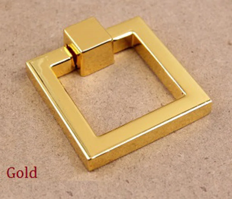Square Gold 10 шт Круглый Цинк кухонный шкаф, мебель для шкафа Потяните кольцо ручки тянет ручки - Цвет: Square Gold
