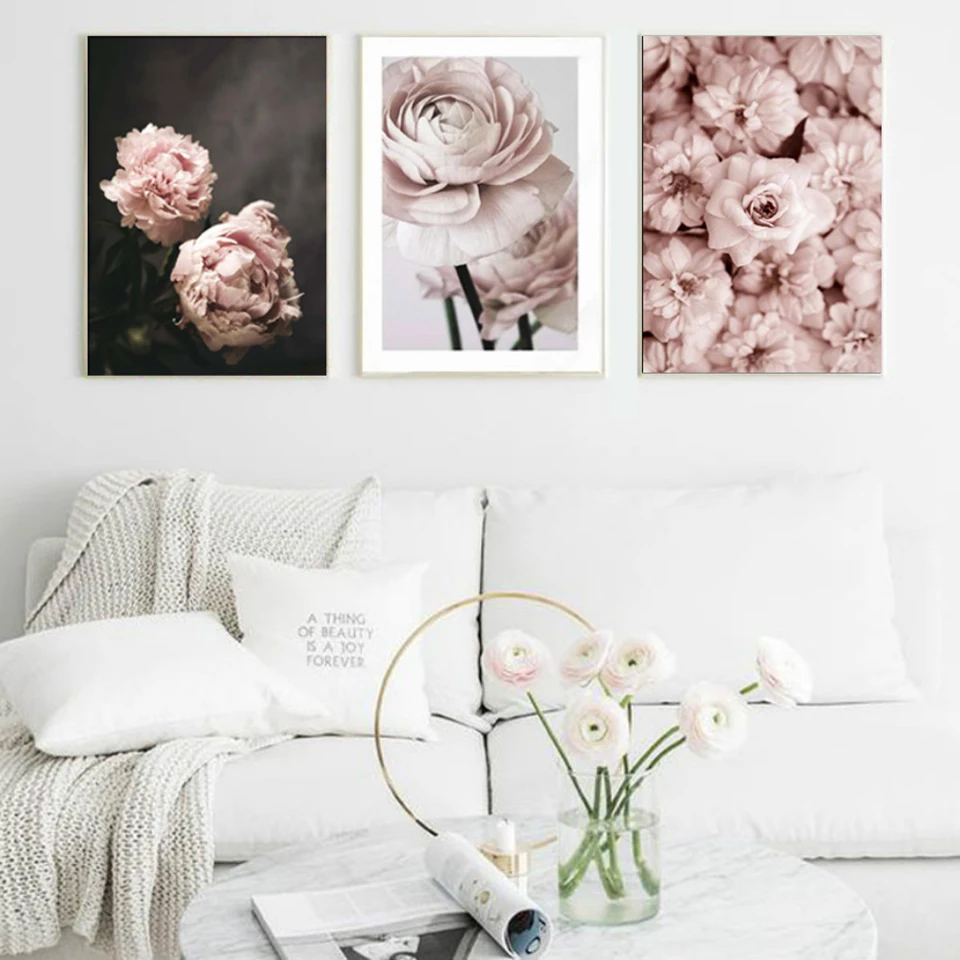 

Canvas Painting Pink Flower Poster Nordic Style Pictures Hd Prints Home Wall Art Modular Minimalist For Kids Room Decoration