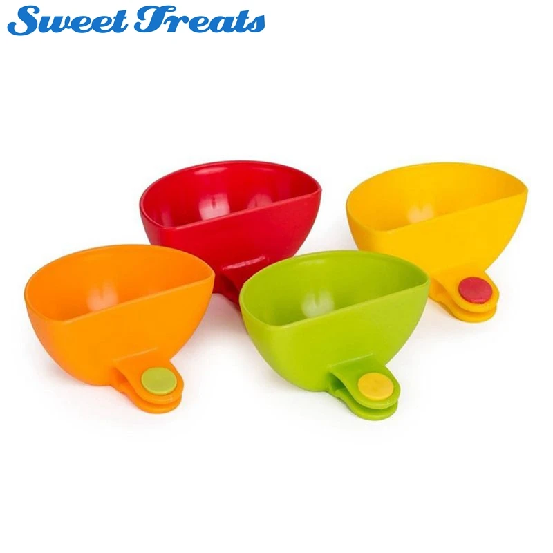 

Sweettreats Set of 4,Assorted Dip Clips Plate Grab Clip-on Dip Holders Tomato Sauce Salt Vinegar Flavor Spices Plate Bowl Cont
