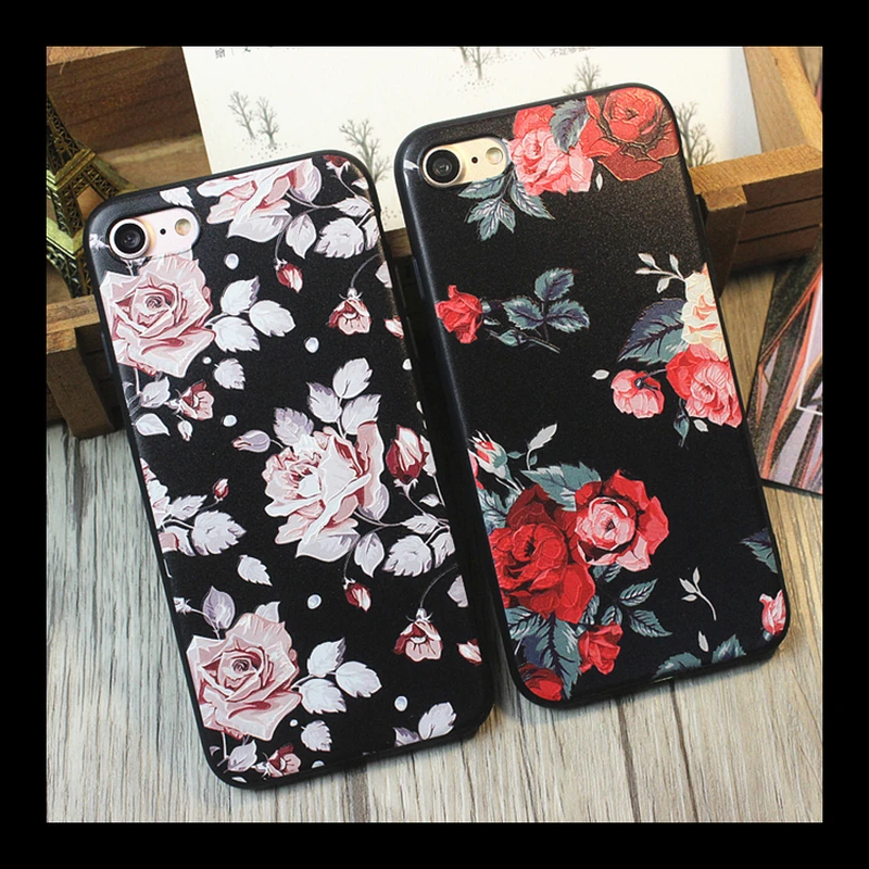 CHAOLIDA Rose Flower Relief Cellphone Accessory Case for Iphone X 6 6s Plus 7 8 3D Beauriful Women Covers CHAOLIDA Rose Flower Relief Cellphone Accessory Case for Iphone X 6 6s Plus 7 8 3D Beauriful Women Covers