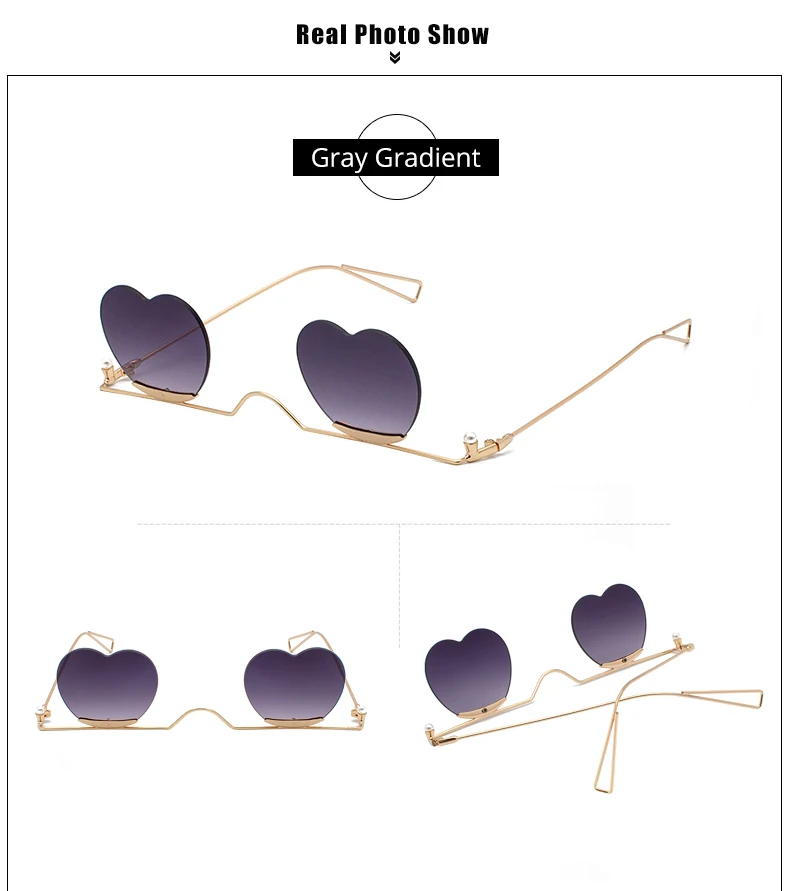 Ralferty уникальные солнечные очки в форме сердца для женщин брендовые дизайнерские без оправы готические солнцезащитные очки маленькие без оправы стильные солнцезащитные очки Oculos J528