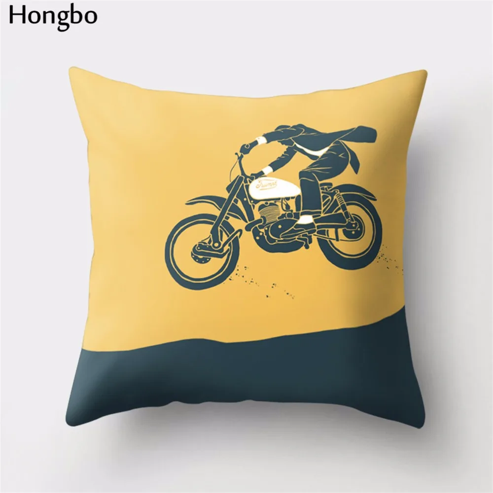 Hongbo 1 шт. мультяшная велосипедная Подушка с принтом, чехол для кровати, поясная подушка для кафе, чехол для автомобиля, дивана, домашний декор
