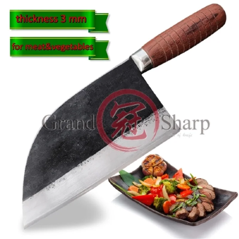 7.8 Inch Handmade Forged Chef Traditional Chinese Forged Cleaver Chef Kitchen Knives Prefessional Meat Vegetables Slicing Tools 7.8 Inch Handmade Forged Chef Traditional Chinese Forged Cleaver Chef Kitchen Knives Prefessional Meat Vegetables Slicing Tools