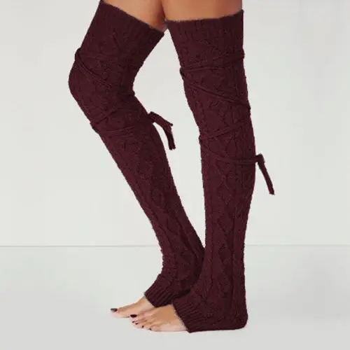 Утепленные гетры для женщин, теплые зимние вязаные сапоги до колена, носки г. в полоску