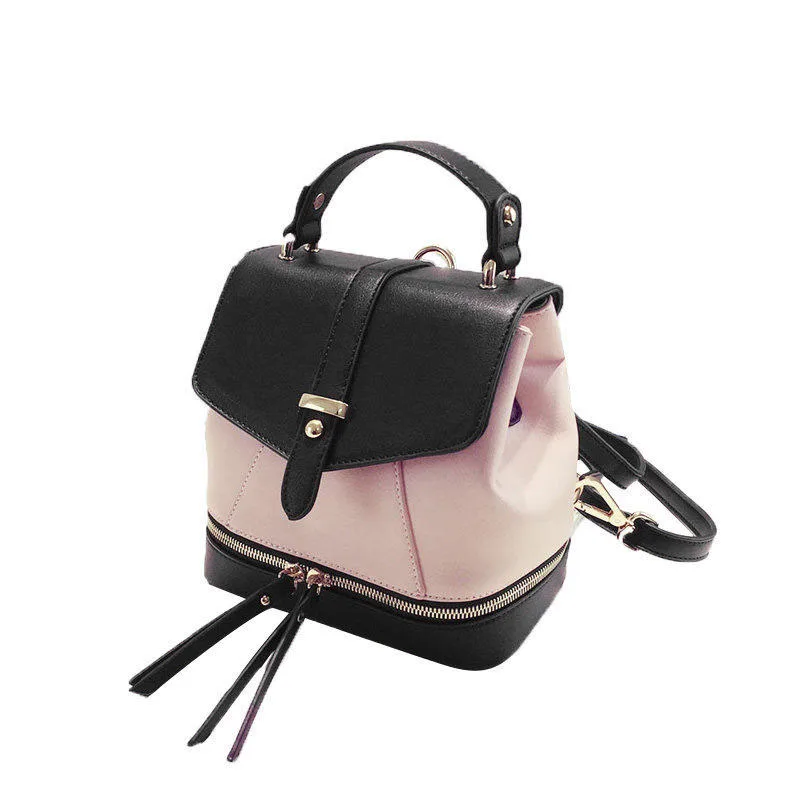 Classy Contrast Color Daypack Ladies Zippers Ornament Shoulder Women Fashion Casual Japan Style Small Crossbody Bag