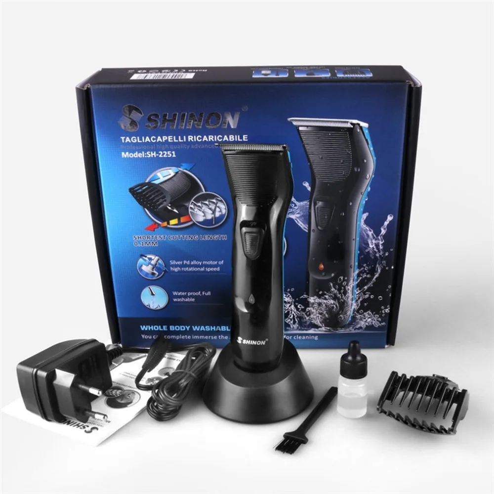 

SH-2251 Electric Hair Clipper Washable Rechargeable Hair Cutter Trimmer with Guide Combs Universal Barber Haircut Tool